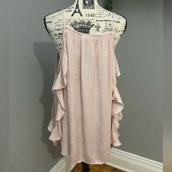 Jessica Simpson Blush Pink Cold Shoulder Ruffle Sleeve Top - Picture 5 of 6